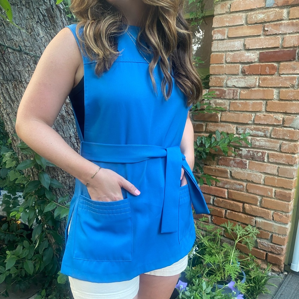 Vintage blue diner smock top